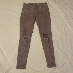 Size 4 Gray Distressed American Eagle Jeans
